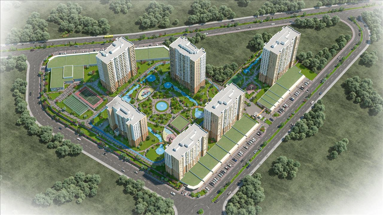 Apartments in a residential complex with green areas and a swimming pool in Istanbul, Turkiye