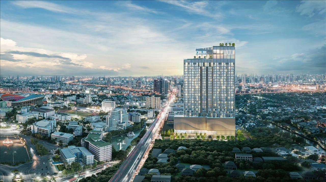 बैंगकॉक, थाईलैंड के एक आधुनिक आवासीय परिसर में अपार्टमेंट्स