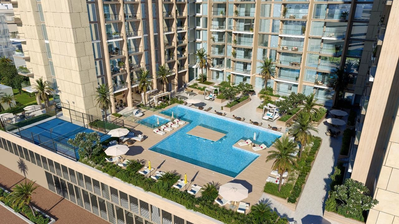 位于阿联酋迪拜现代住宅综合体的公寓