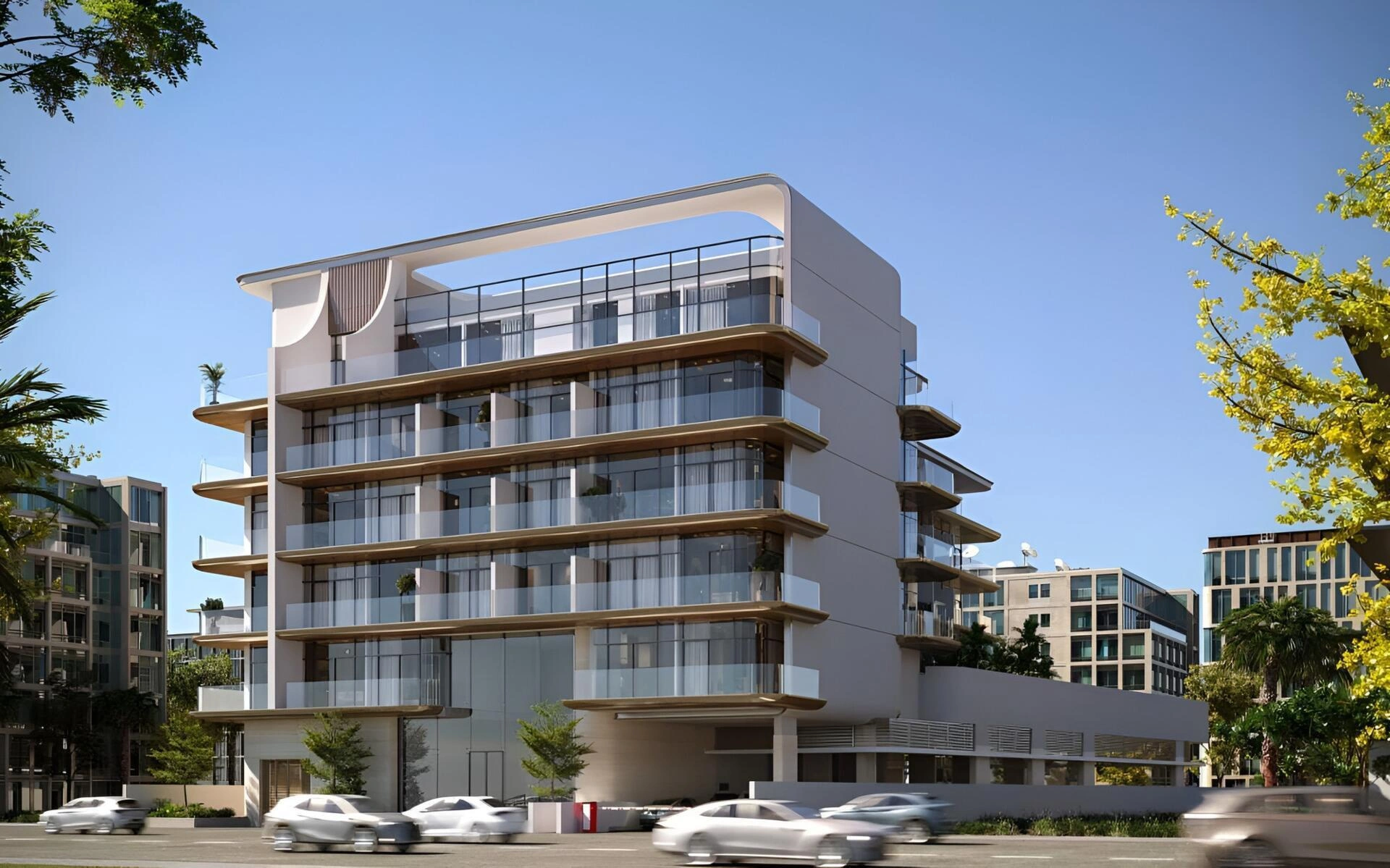 آپارتمانها در یک مجتمع مسکونی مدرن در دبی، امارات متحده عربی