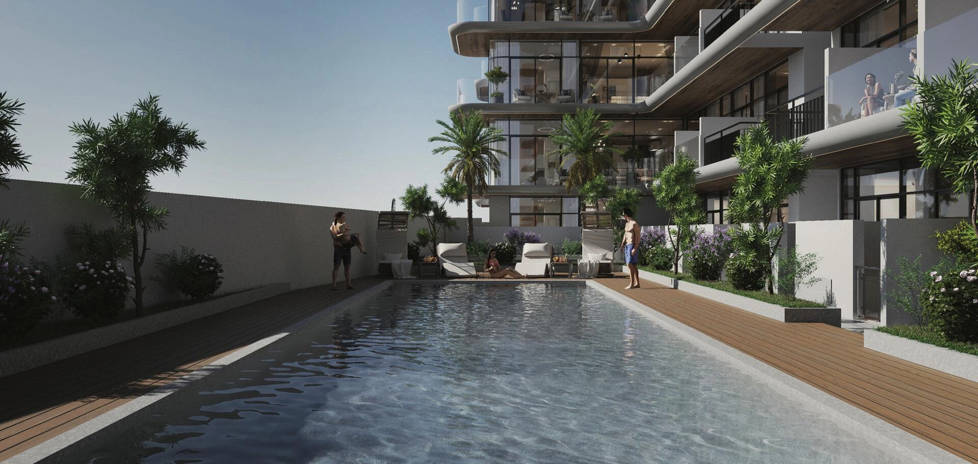 آپارتمانها در یک مجتمع مسکونی مدرن در دبی، امارات متحده عربی