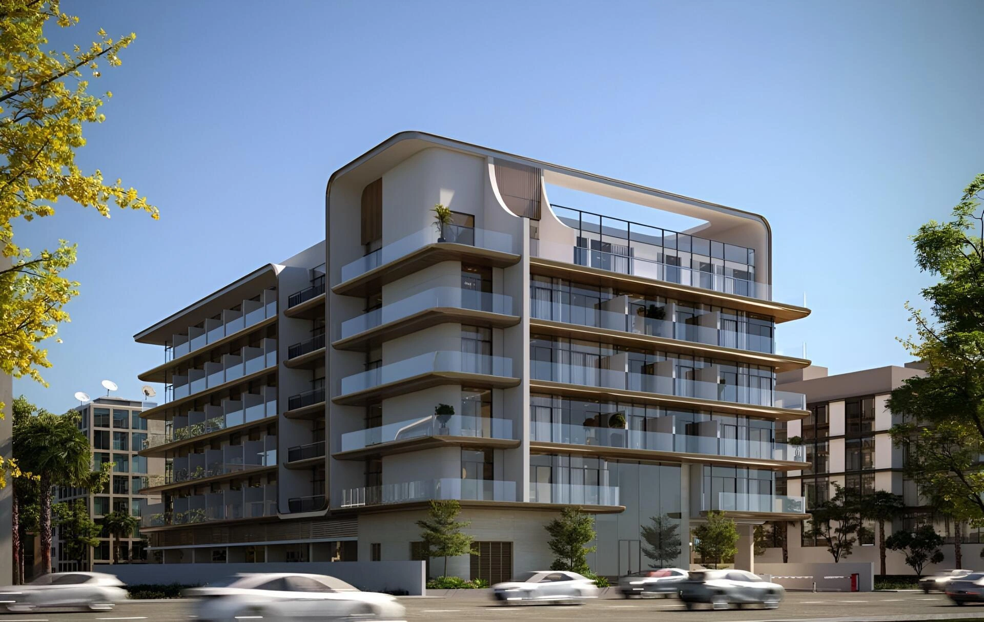 آپارتمانها در یک مجتمع مسکونی مدرن در دبی، امارات متحده عربی