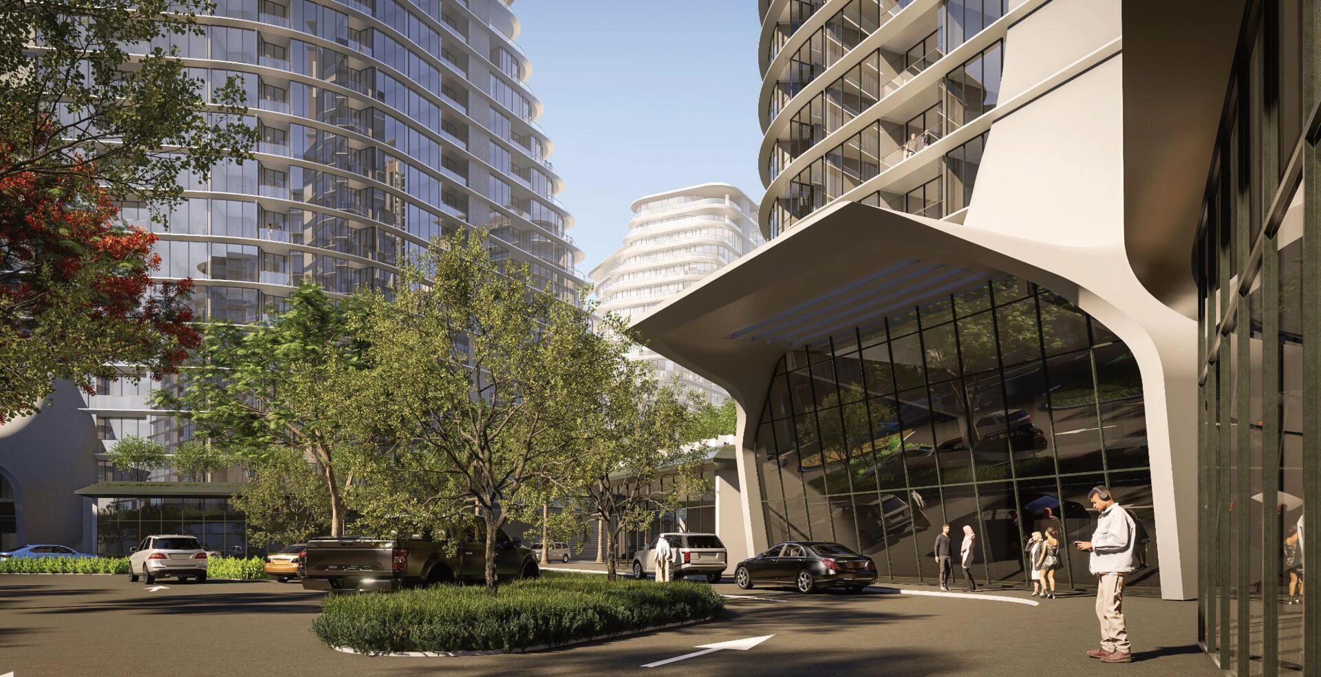 位于迪拜,阿拉伯联合酋长国的现代住宅综合体公寓