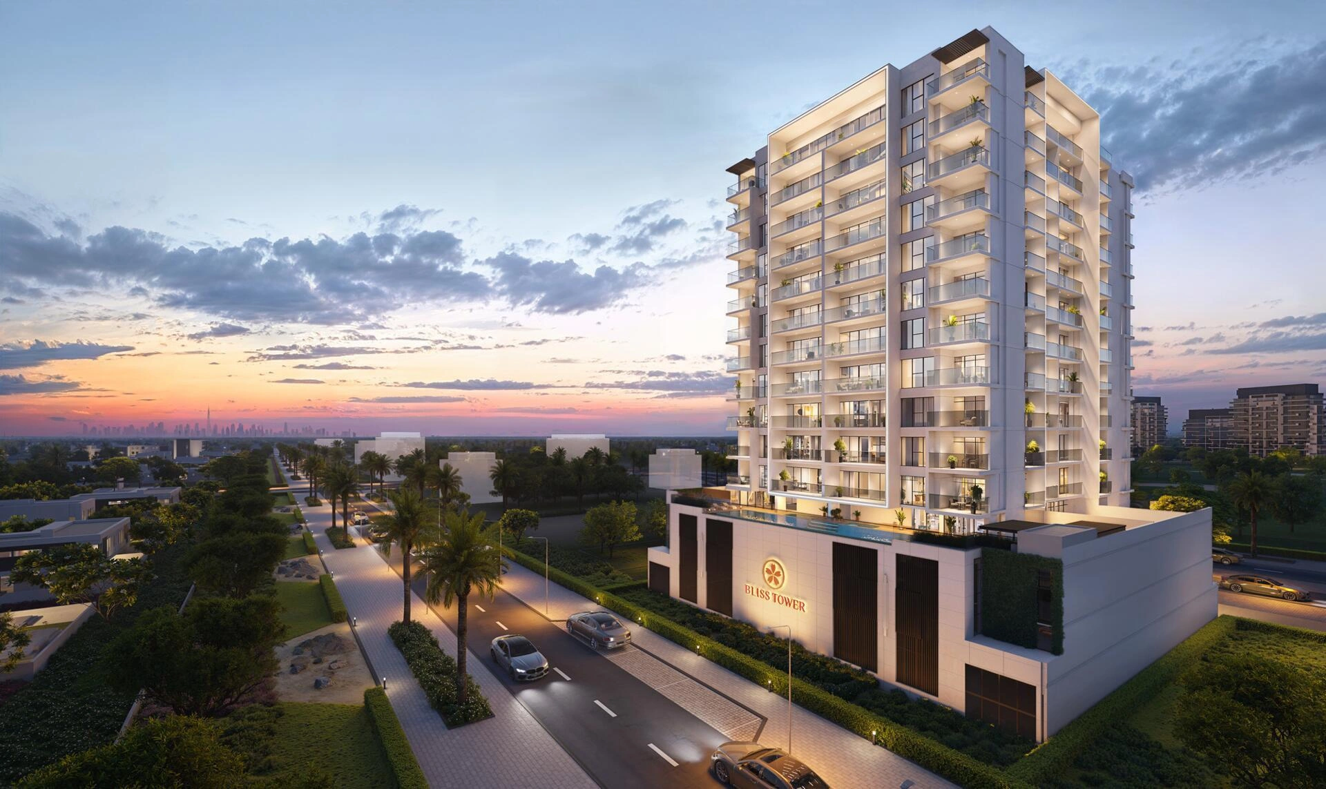 位于阿联酋迪拜现代住宅综合体的公寓