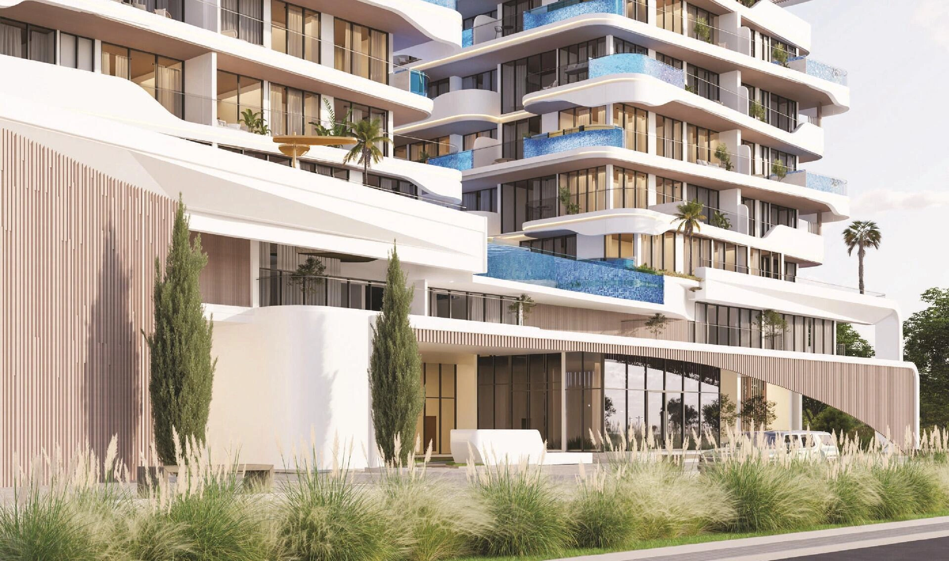 位于阿联酋迪拜的现代住宅综合体公寓