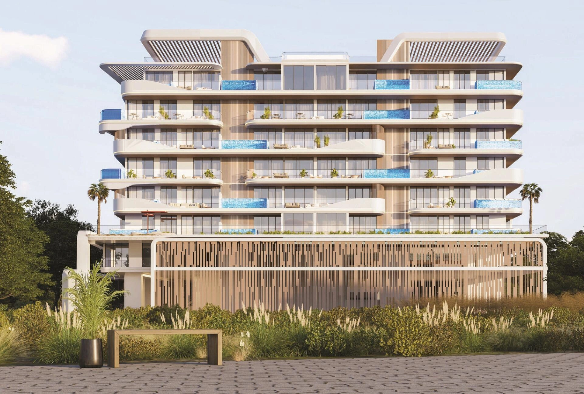 位于阿联酋迪拜的现代住宅综合体公寓