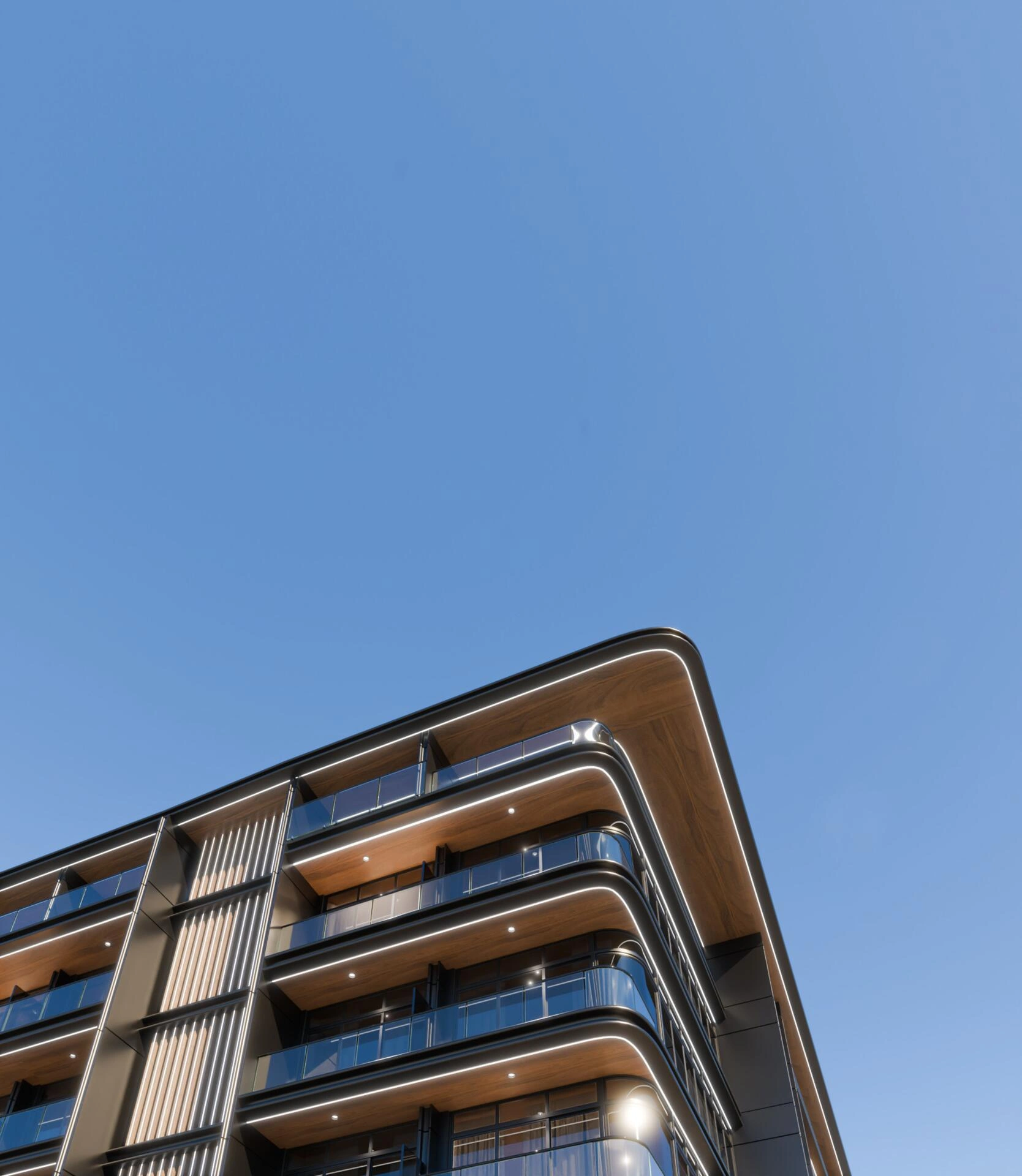 アラブ首長国連邦、ドバイ・ジュメイラ・ビレッジ・サークルにある現代的な住宅コンプレックス内のアパート