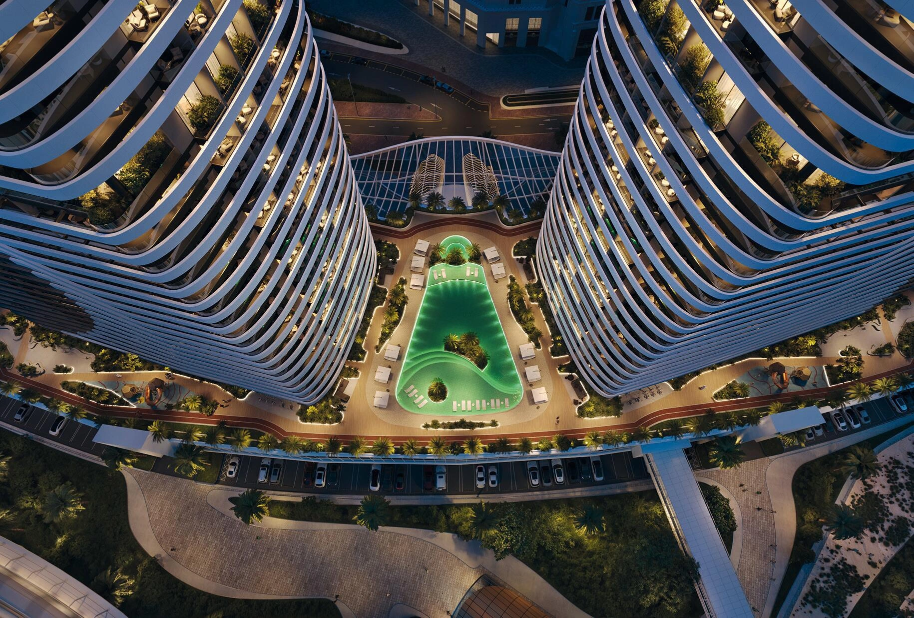 位于阿拉伯联合酋长国迪拜的现代住宅小区公寓