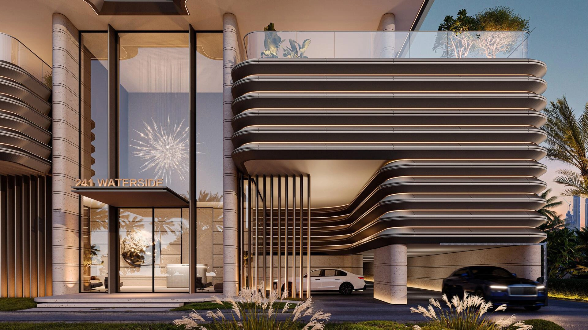 位于阿联酋迪拜现代住宅综合体的公寓