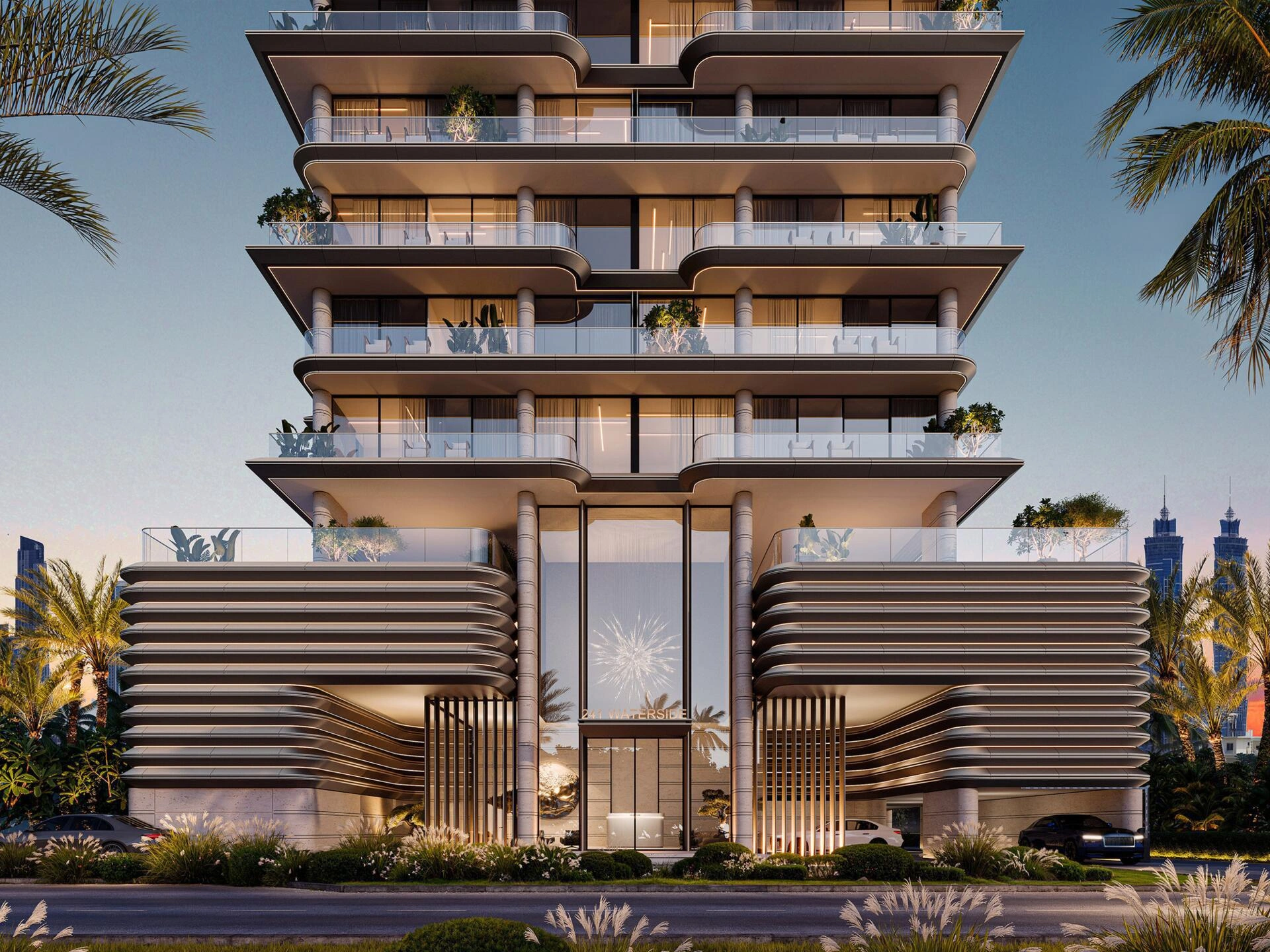 位于阿联酋迪拜现代住宅综合体的公寓