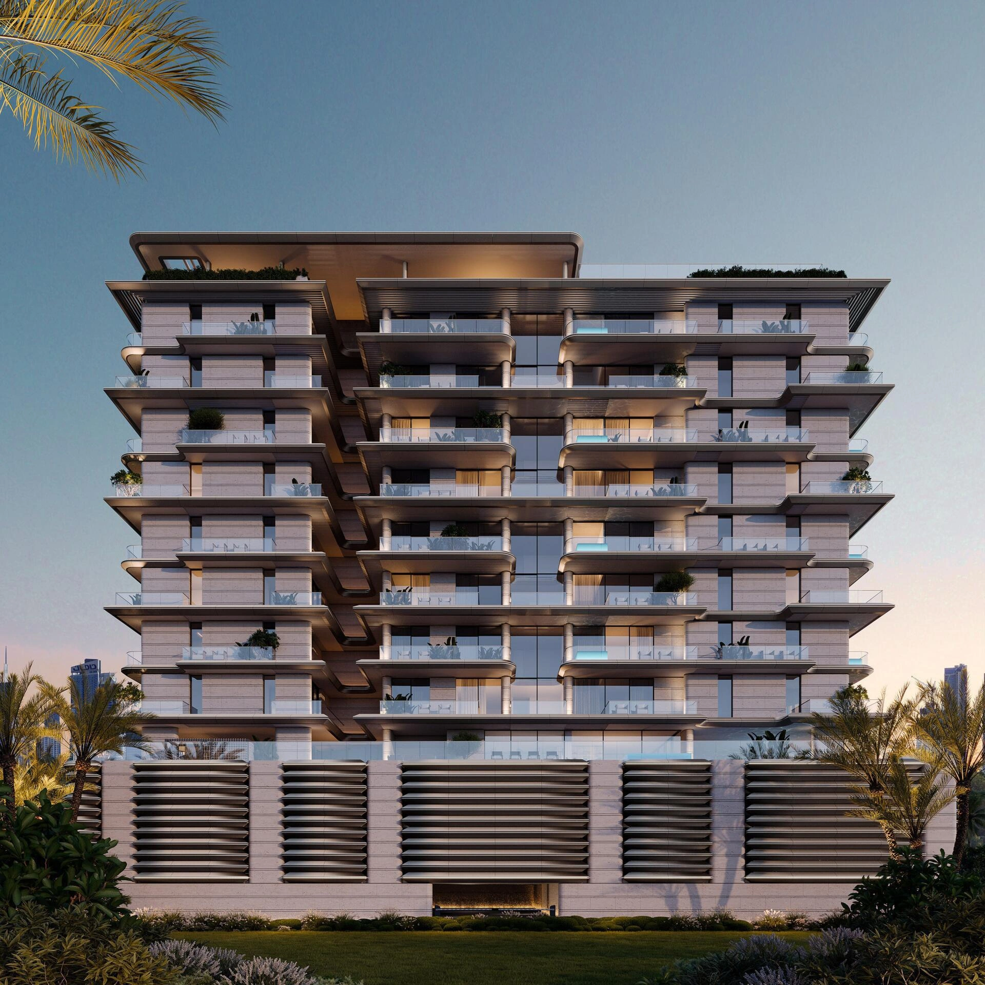 位于阿联酋迪拜现代住宅综合体的公寓