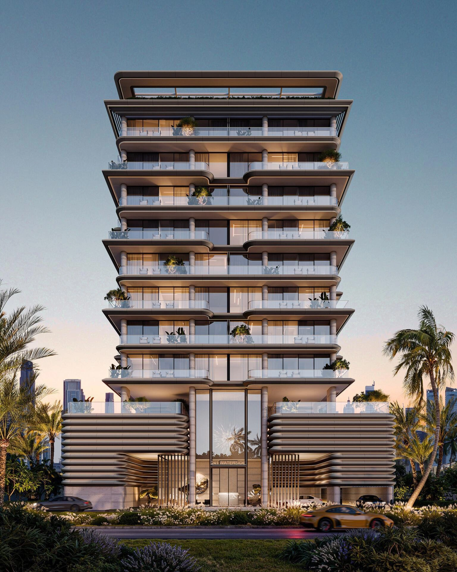 位于阿联酋迪拜现代住宅综合体的公寓