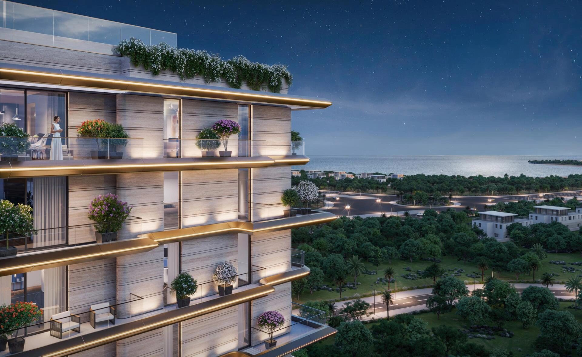 位于阿联酋迪拜现代住宅综合体的公寓