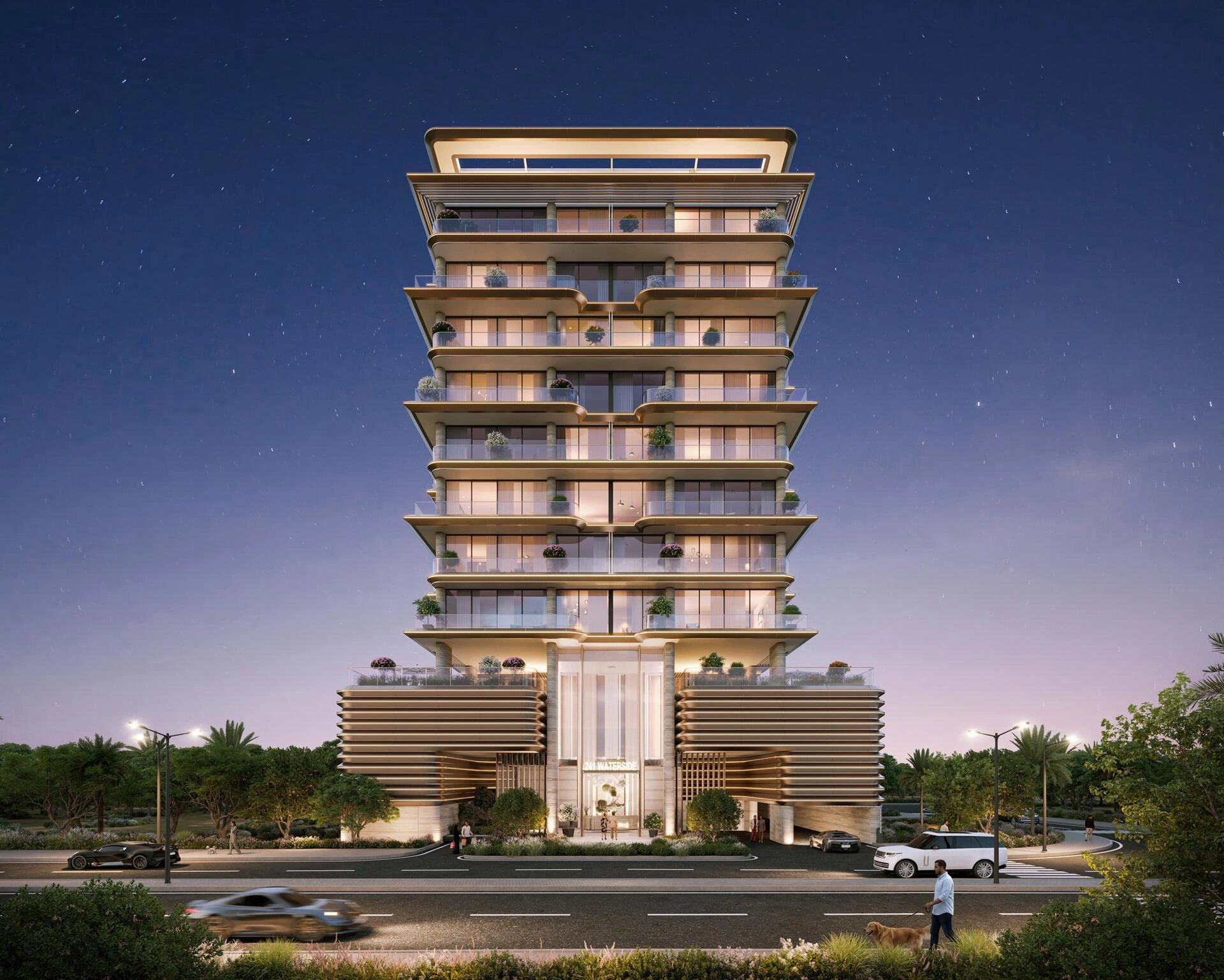 位于阿联酋迪拜现代住宅综合体的公寓