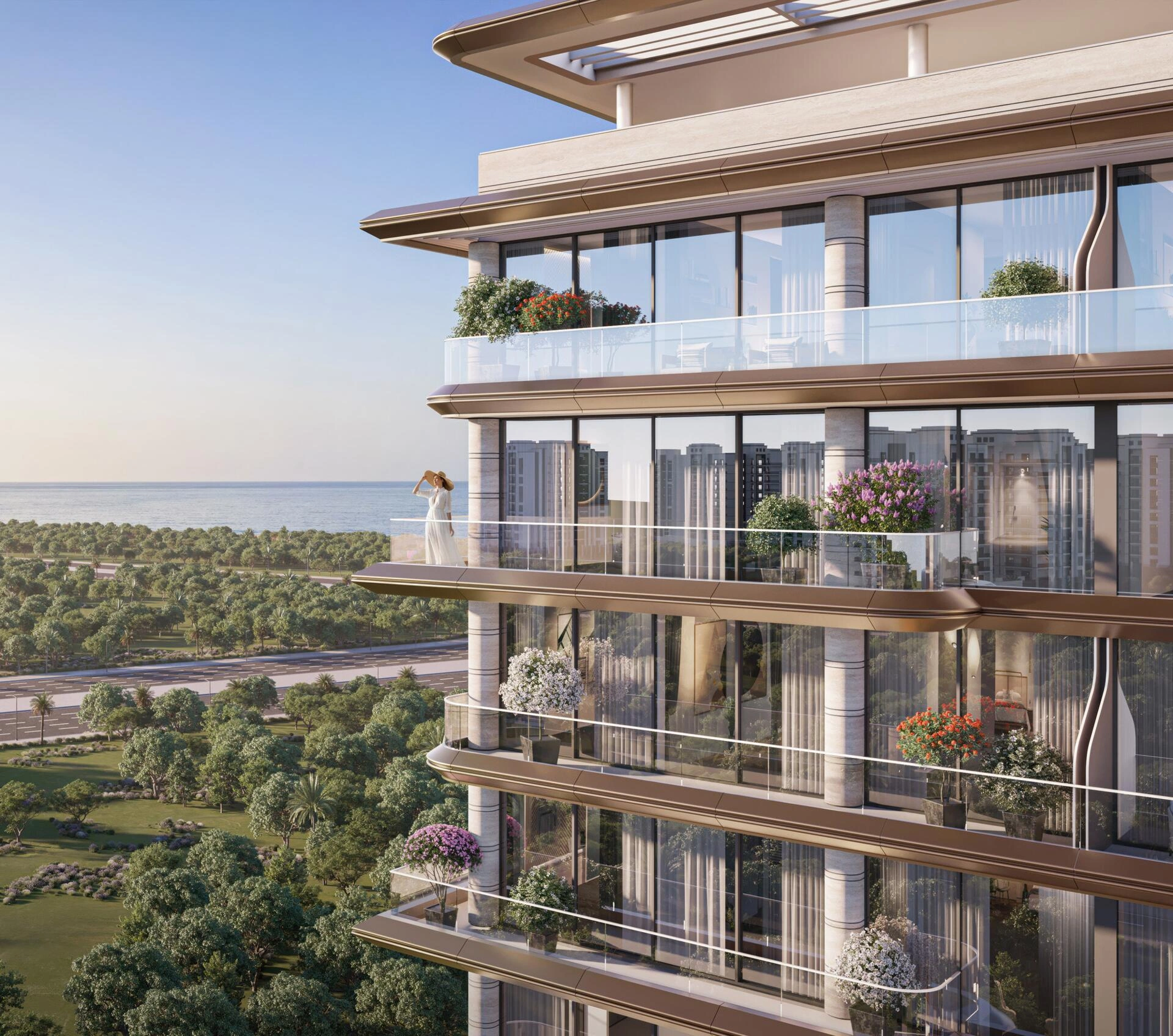 位于阿联酋迪拜现代住宅综合体的公寓