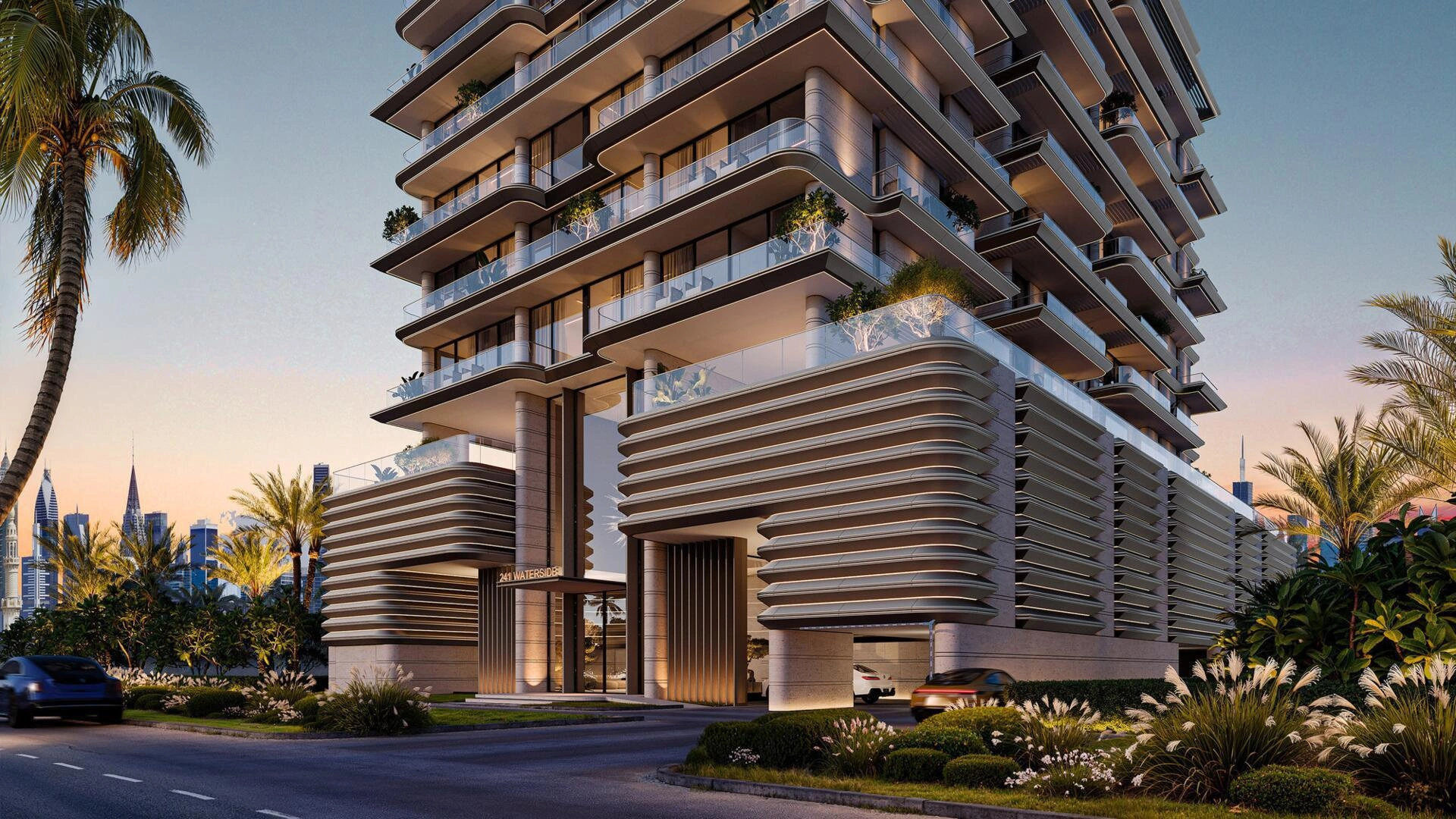 位于阿联酋迪拜现代住宅综合体的公寓