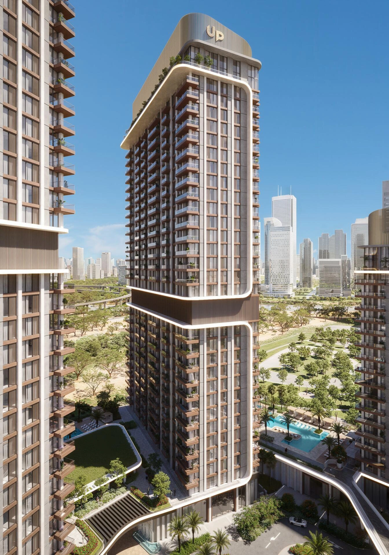 位于阿拉伯联合酋长国迪拜的现代住宅综合体公寓