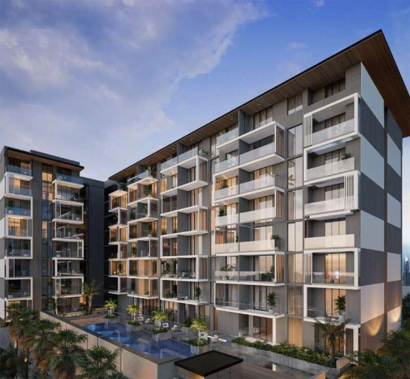 迪拜,阿拉伯联合酋长国现代住宅小区内的公寓