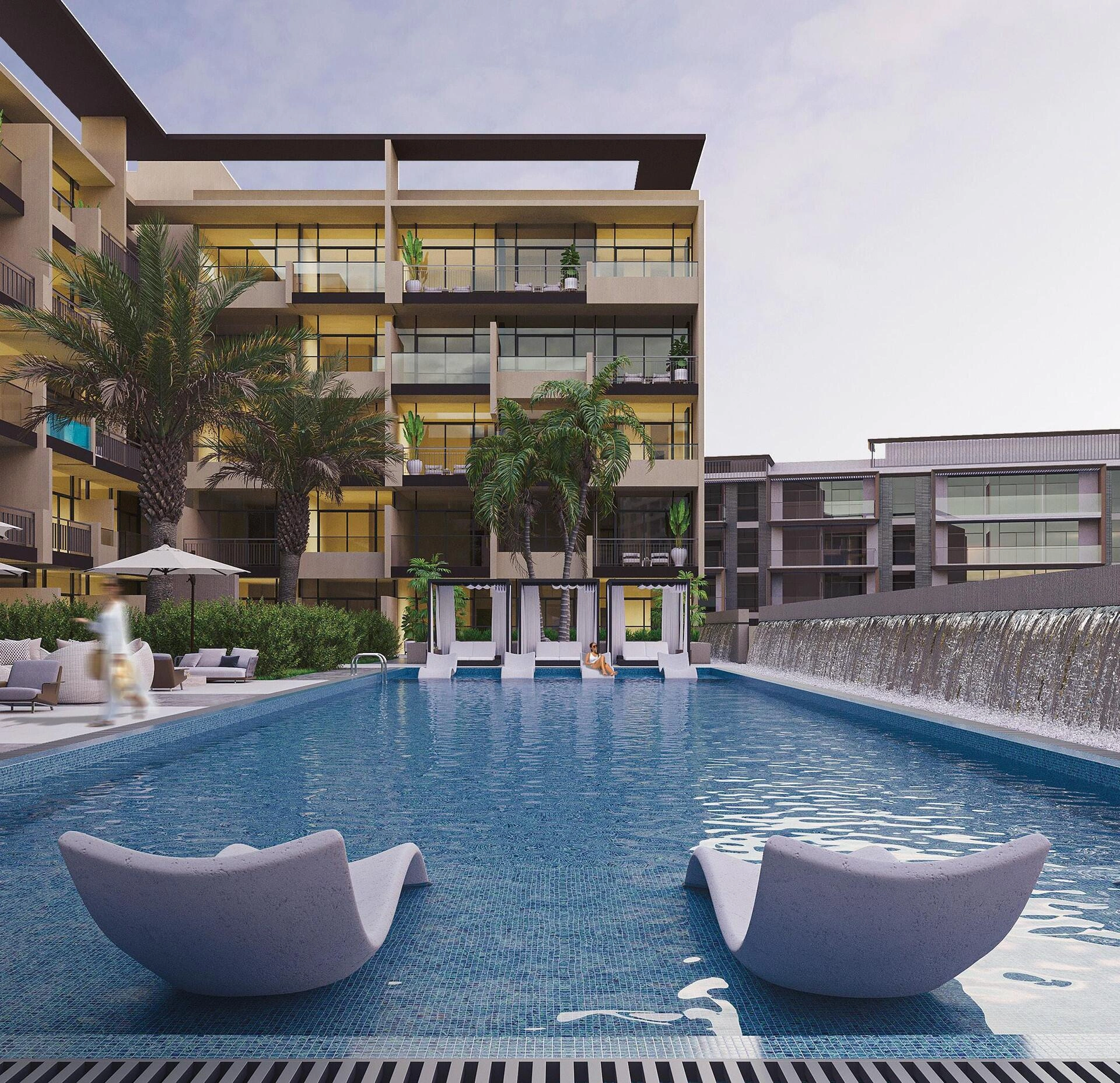 阿拉伯联合酋长国迪拜 Jumeirah Village Circle 的现代住宅区内公寓