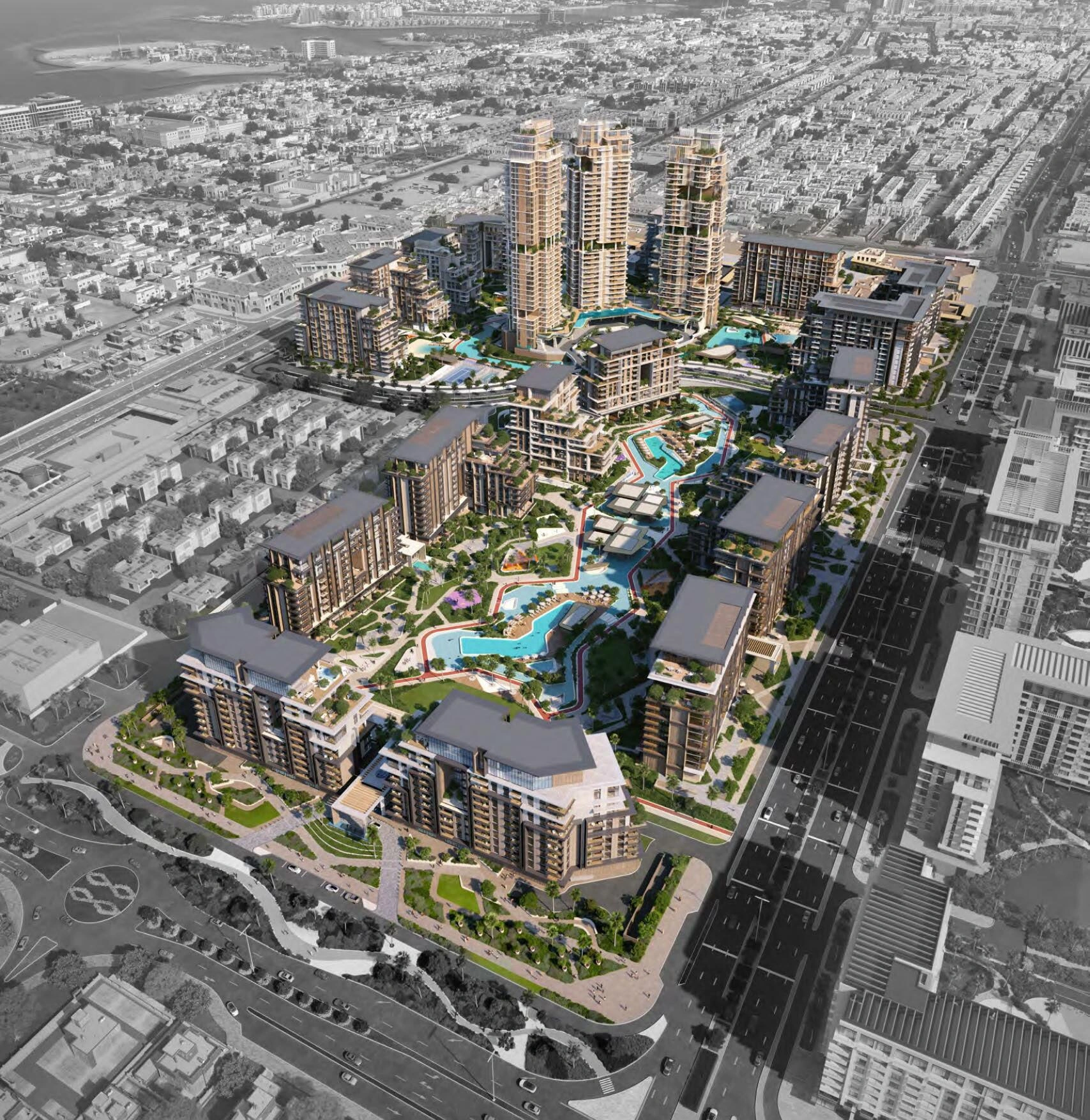 迪拜(阿联酋)现代住宅区内的高端公寓