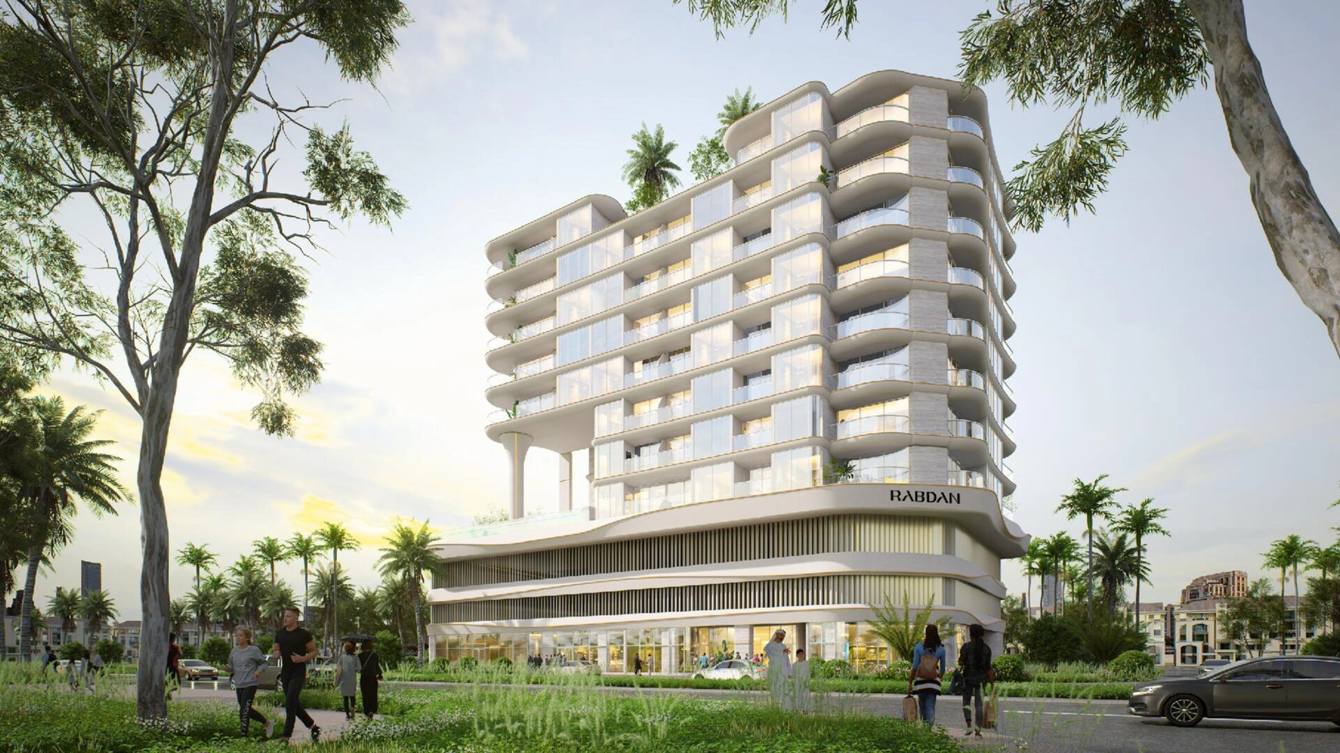 位于迪拜,阿拉伯联合酋长国现代住宅综合体内的公寓