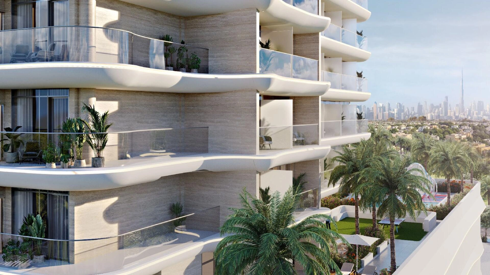 位于迪拜,阿拉伯联合酋长国现代住宅综合体内的公寓