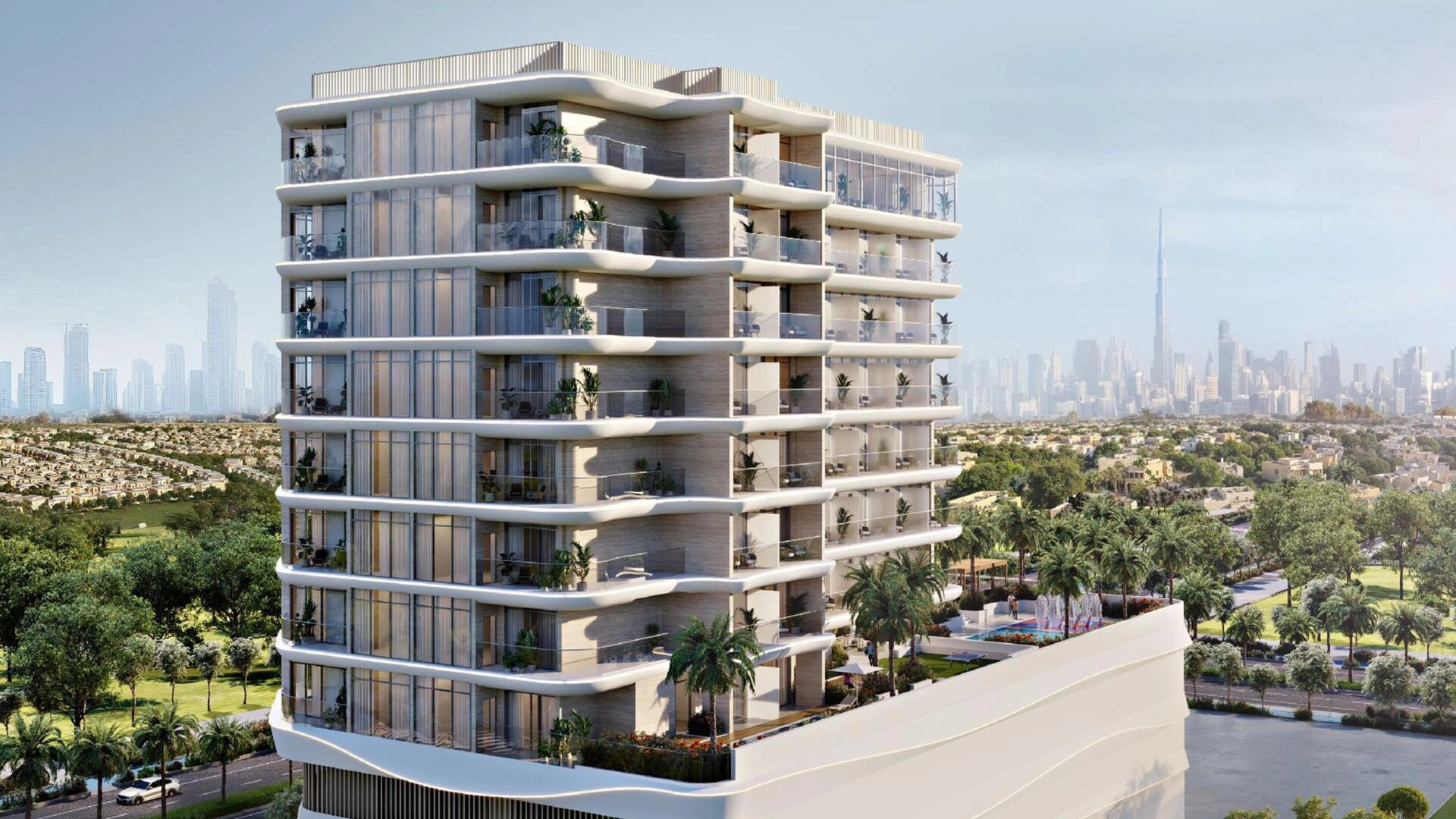 位于迪拜,阿拉伯联合酋长国现代住宅综合体内的公寓