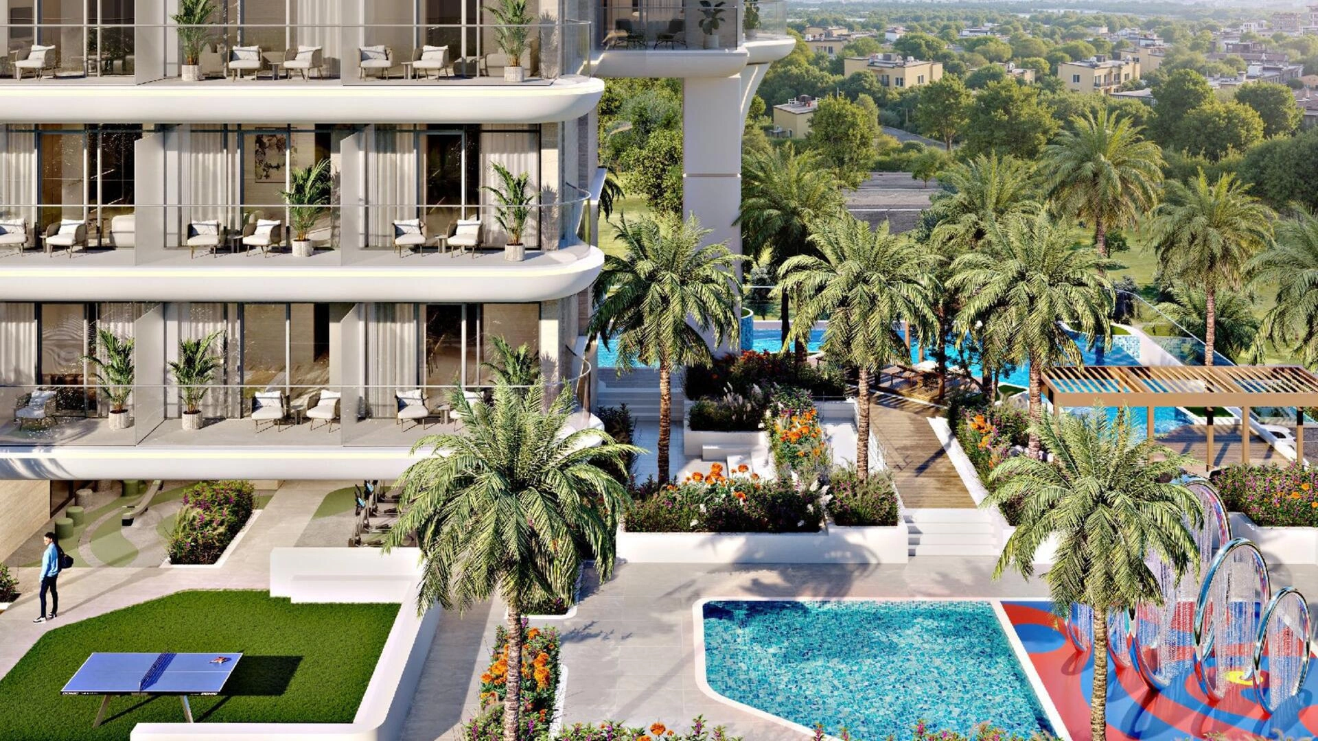 位于迪拜,阿拉伯联合酋长国现代住宅综合体内的公寓