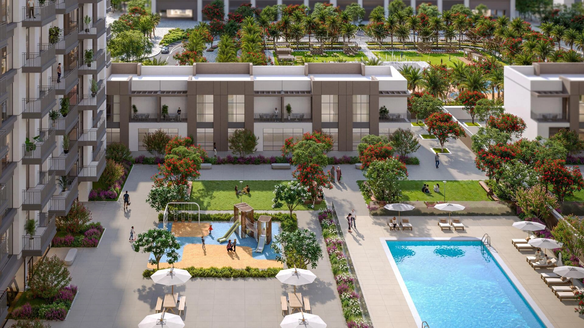 位于阿联酋迪拜现代住宅小区的公寓