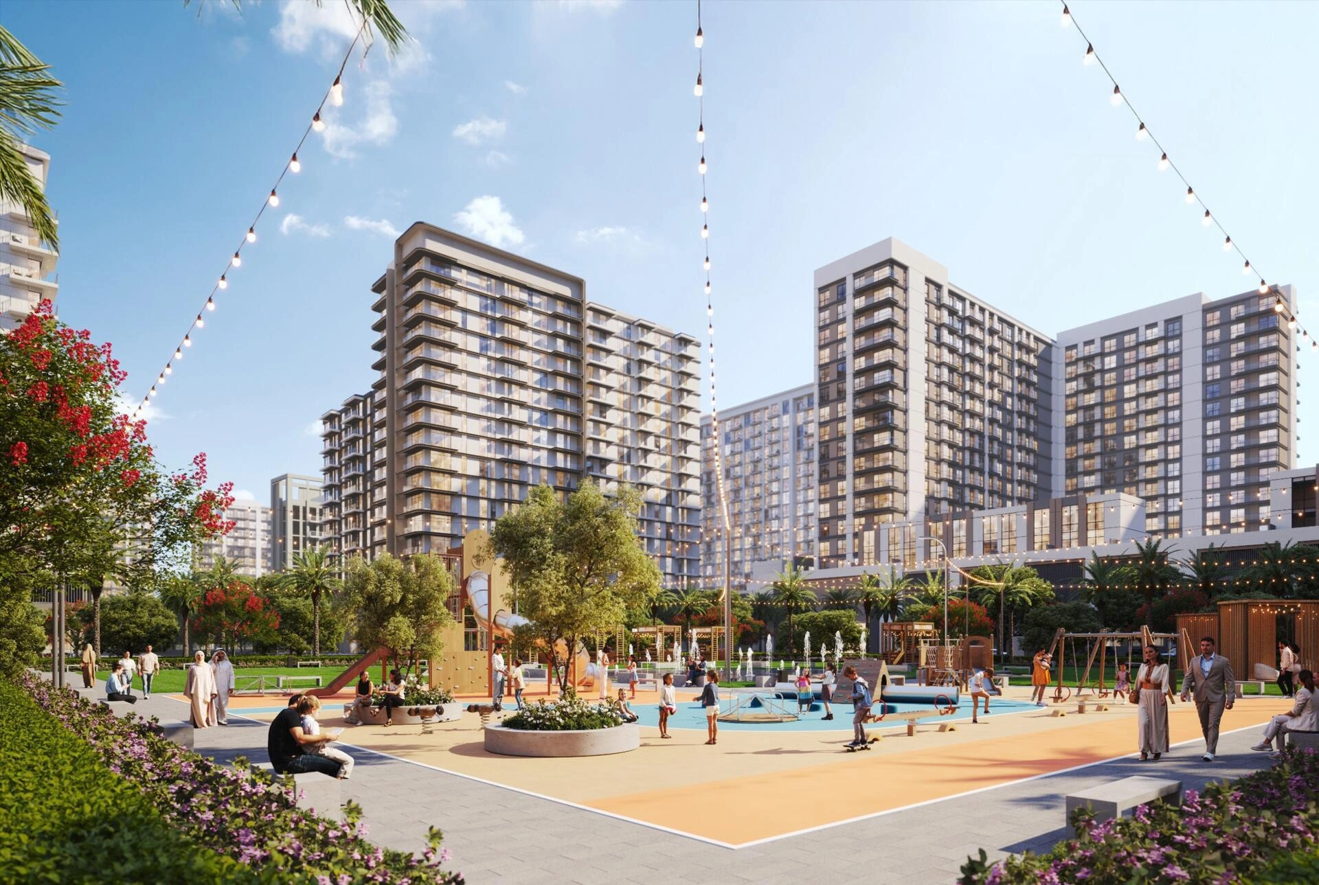 位于阿联酋迪拜现代住宅小区的公寓