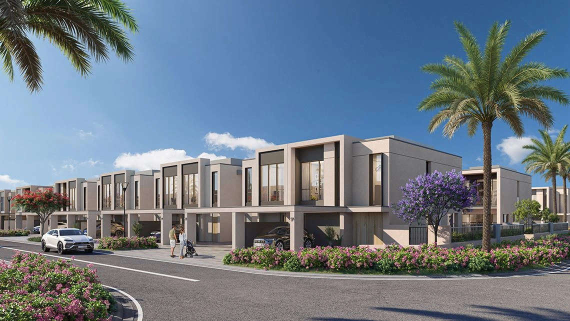 New complex of townhouses in the green area of Town Square