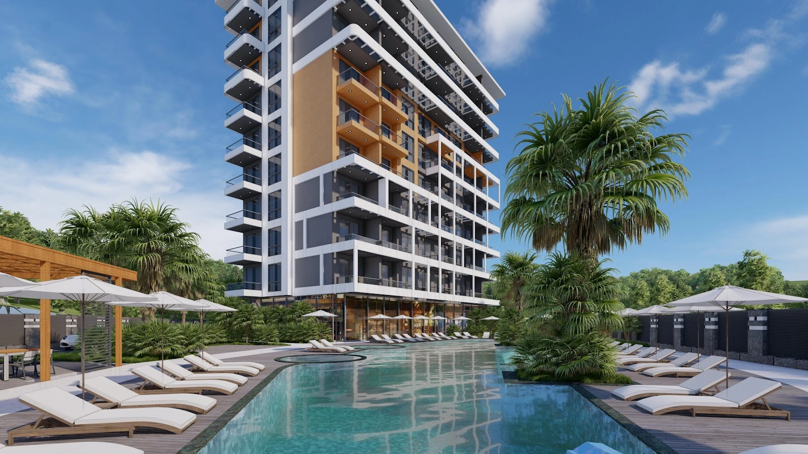 अलान्या, तुर्की में खुले पूल वाले अपार्टमेंट