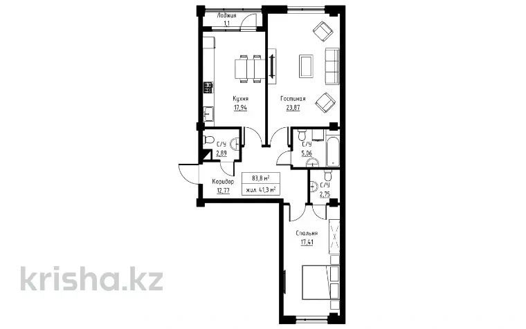 آپارتمان دلنشین 2+1 در Shymkent, Kazakhstan