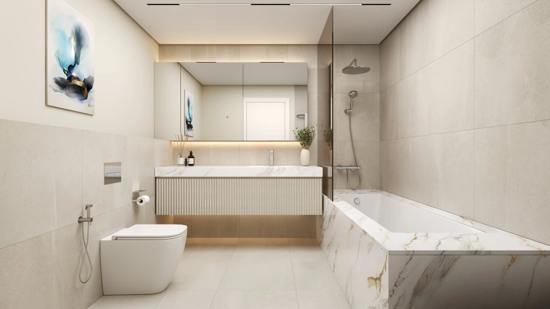 रस अल खैमाह, यूएई में मरीना दृश्य वाला आधुनिक अपार्टमेंट 1+1