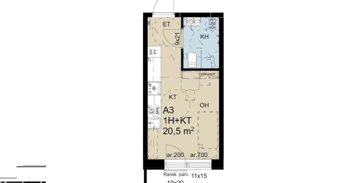آپارتمان دنج 20 m2 در Lappeenranta, Finland
