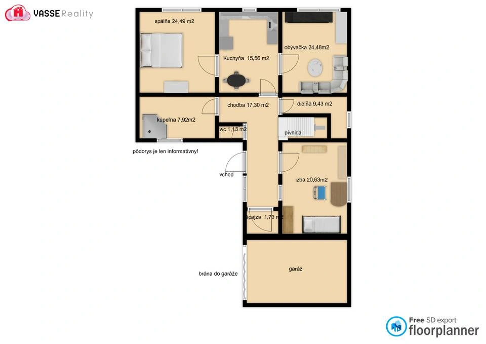 Komarno, Slovakya'da 200 m²'lik ferah ev