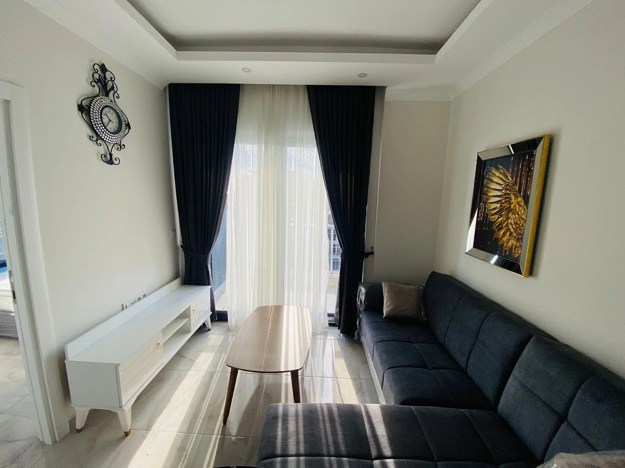 अलान्या में 55 m² का अपार्टमेंट, इनडोर पूल के साथ