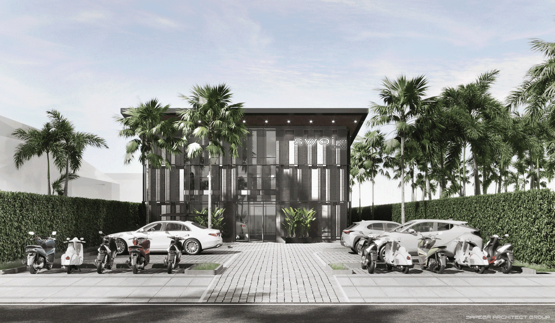 Chic complex of 44 designer townhouses in Canggu district of Bali