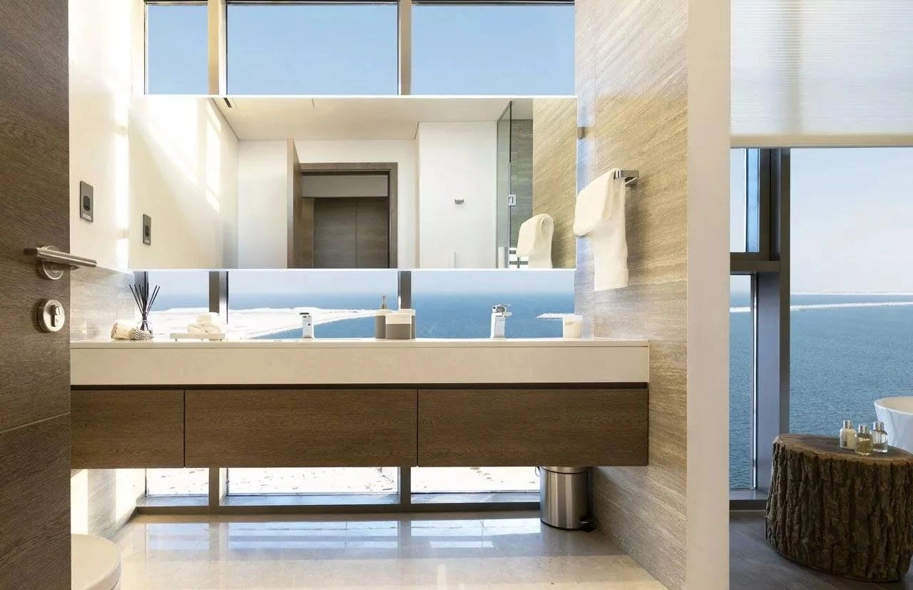 Luxurious tower on the man-made peninsula of Dubai