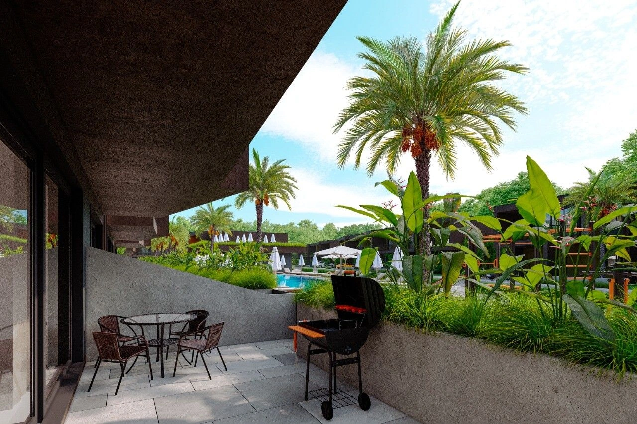 A unique club complex of two-level townhouses