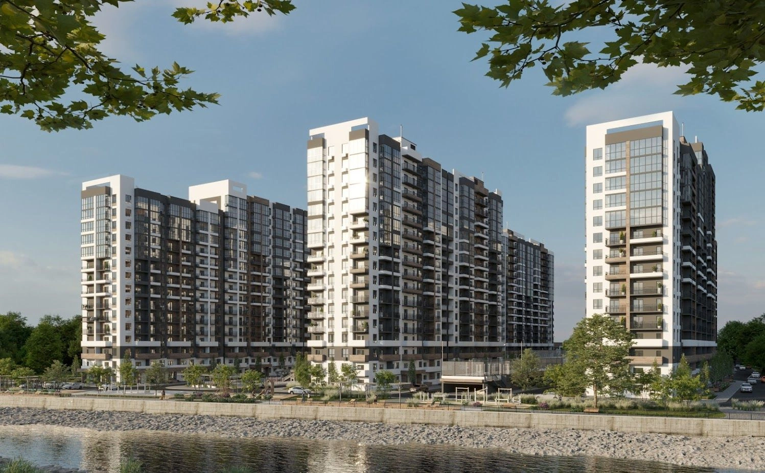 Complejo residencial en construcción de ladrillo-mono-lítico