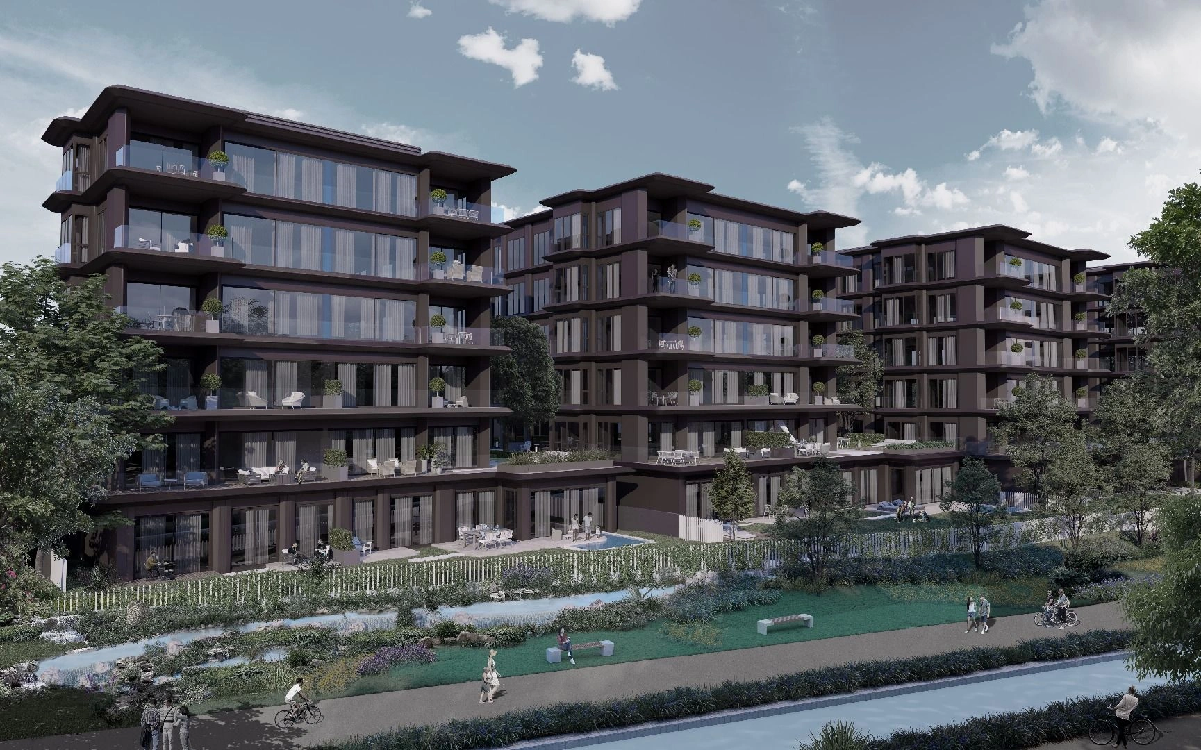 Complejo residencial lujoso con áreas verdes en Estambul