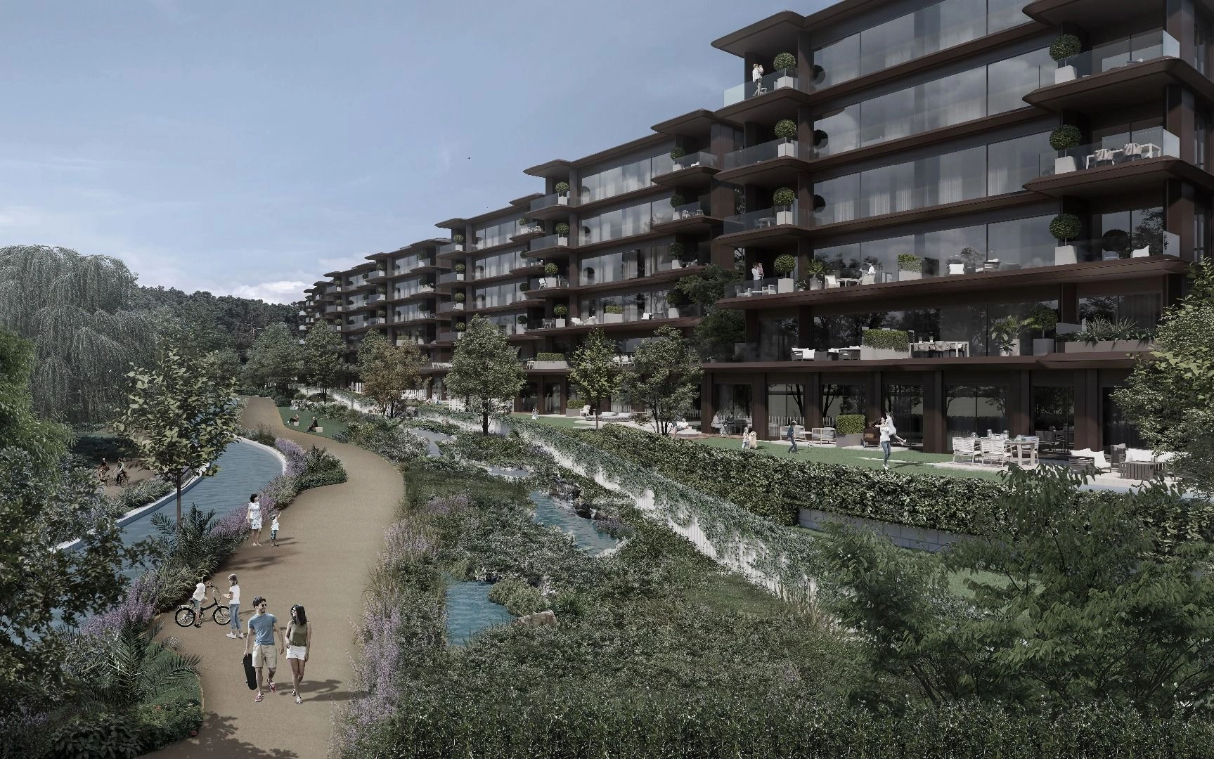 Complejo residencial lujoso con áreas verdes en Estambul