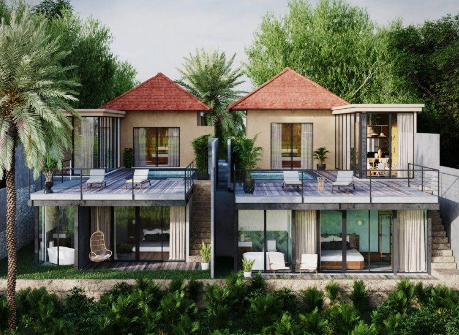 उबुद में धान के खेतों का नज़ारा देने वाली विला