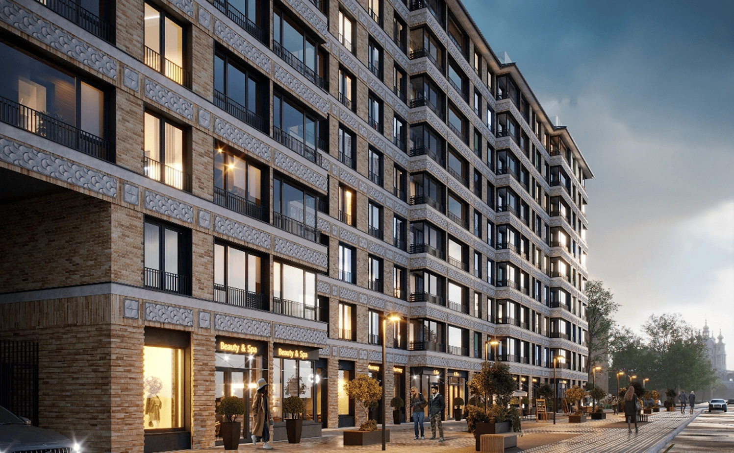 10-storey house with facades with decorative panels