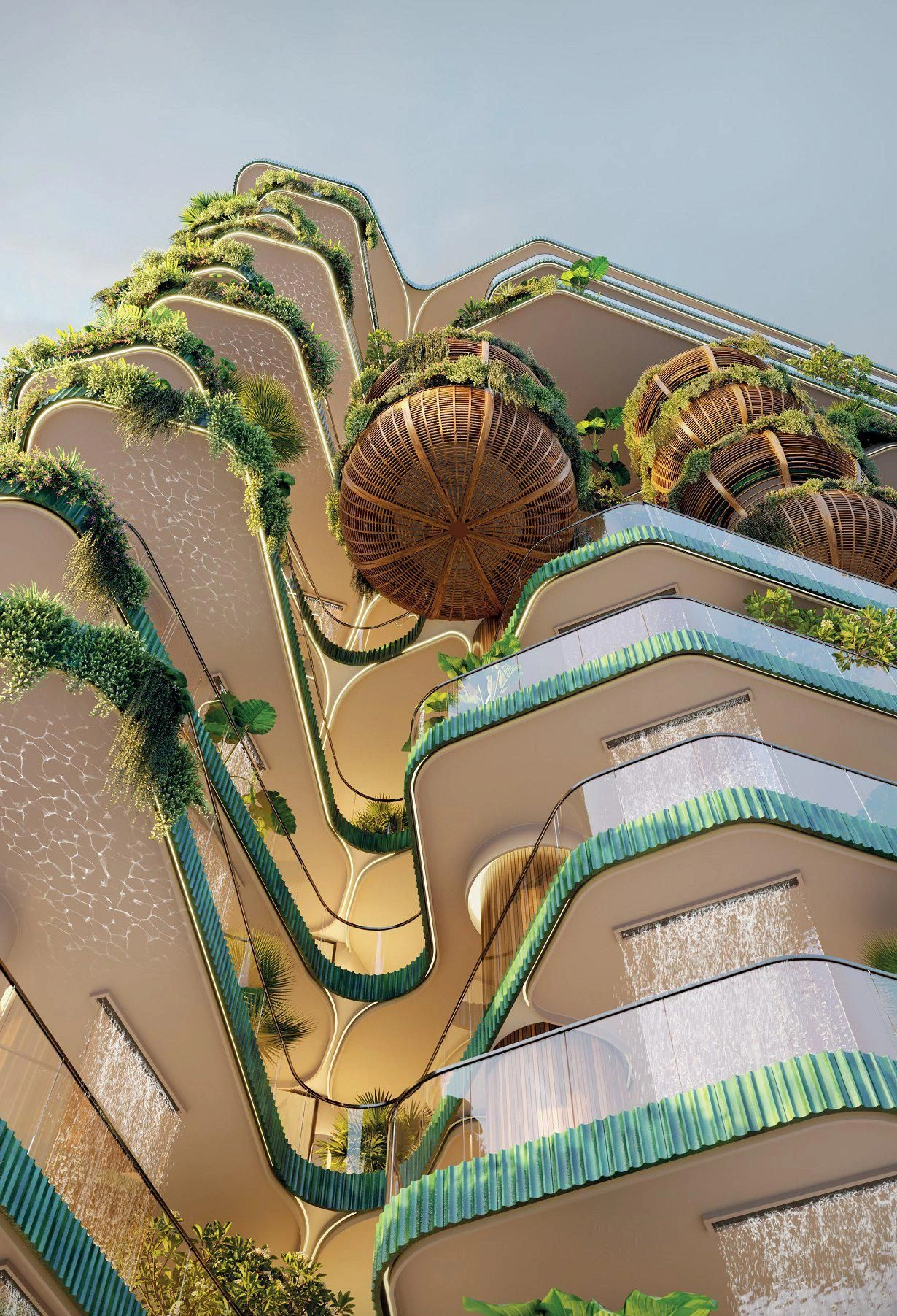 नया नहर किनारे रेसिडेंस — स्विमिंग पूल, विश्राम क्षेत्र और झरने; बिज़नेस बे, दुबई, UAE