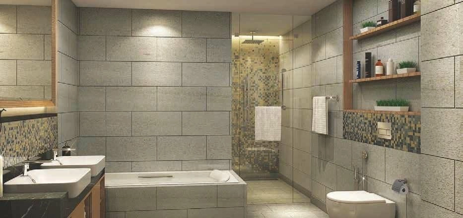 High-rise residential complex with swimming pool near Dubai metro station