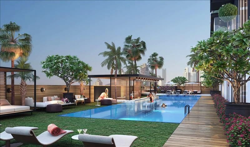 مجمع سكني رائع مع مسبح ومطاعم في مركز دبي