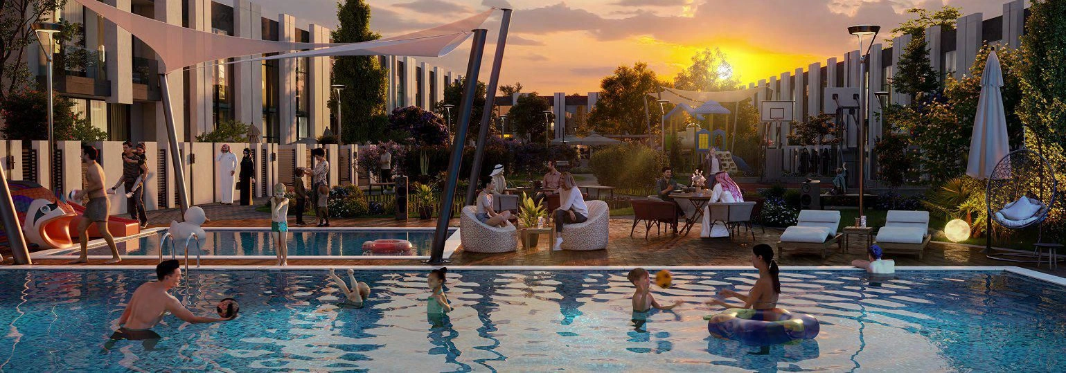 Luxury Townhouse Complex with Pools and Green Areas in Dubai