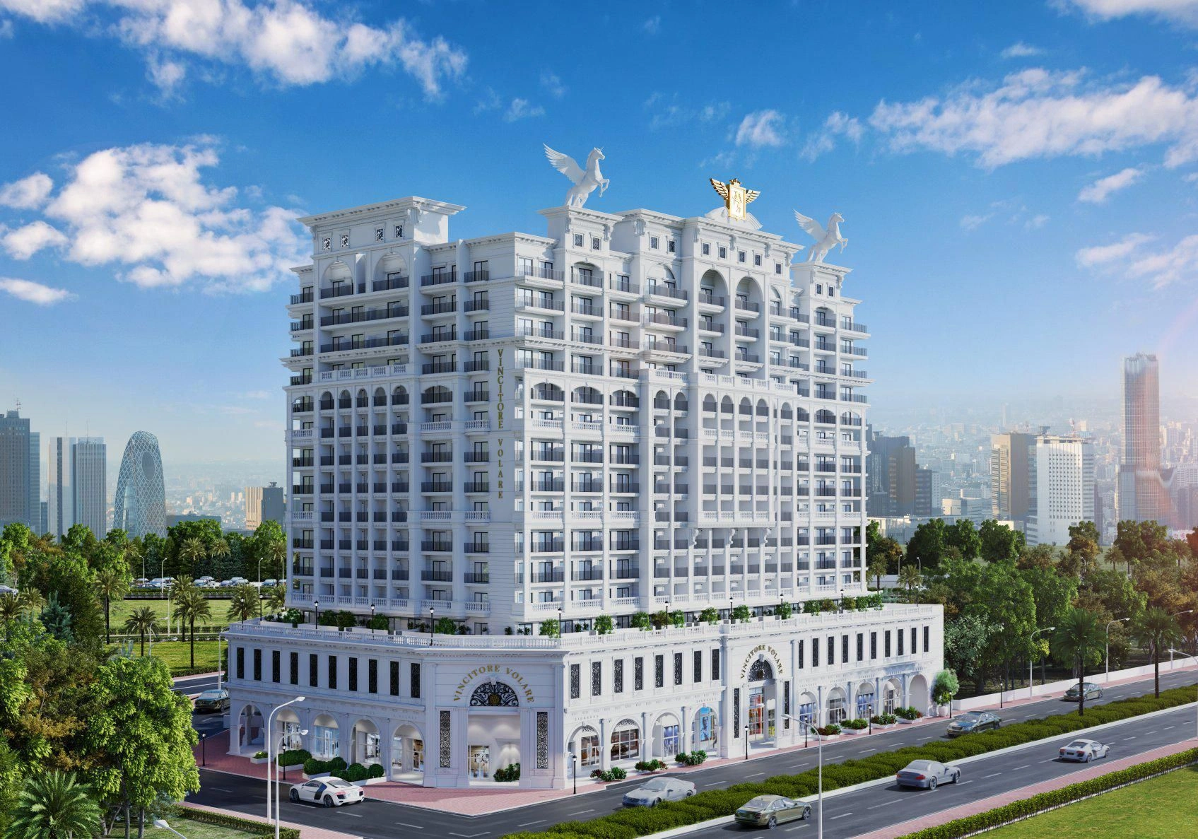 مجمع سكني حديث بالقرب من جزيرة النخلة في دبي